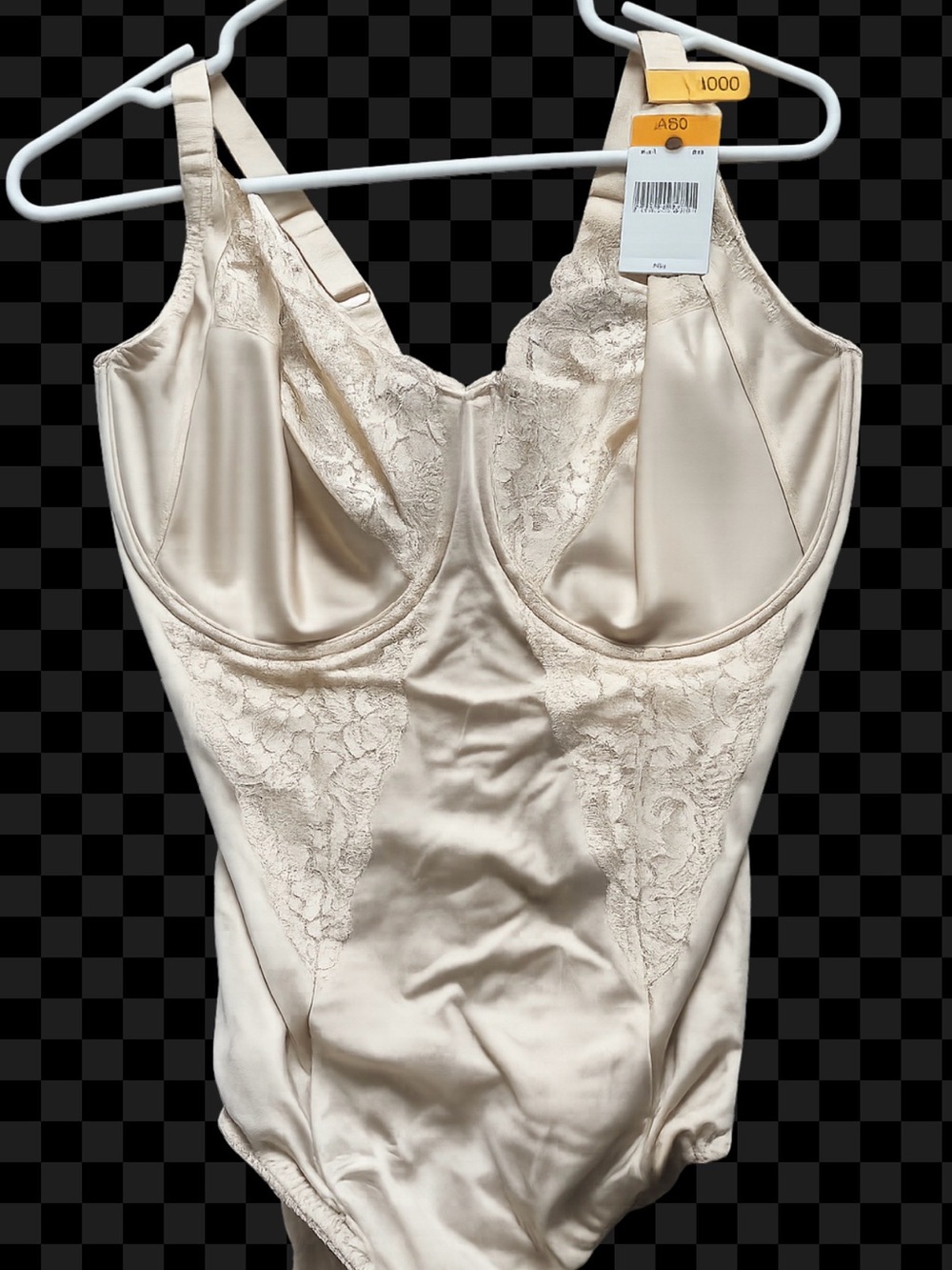 Smooth Lace-Trim Bodysuit Shapewear in Cream 42DD